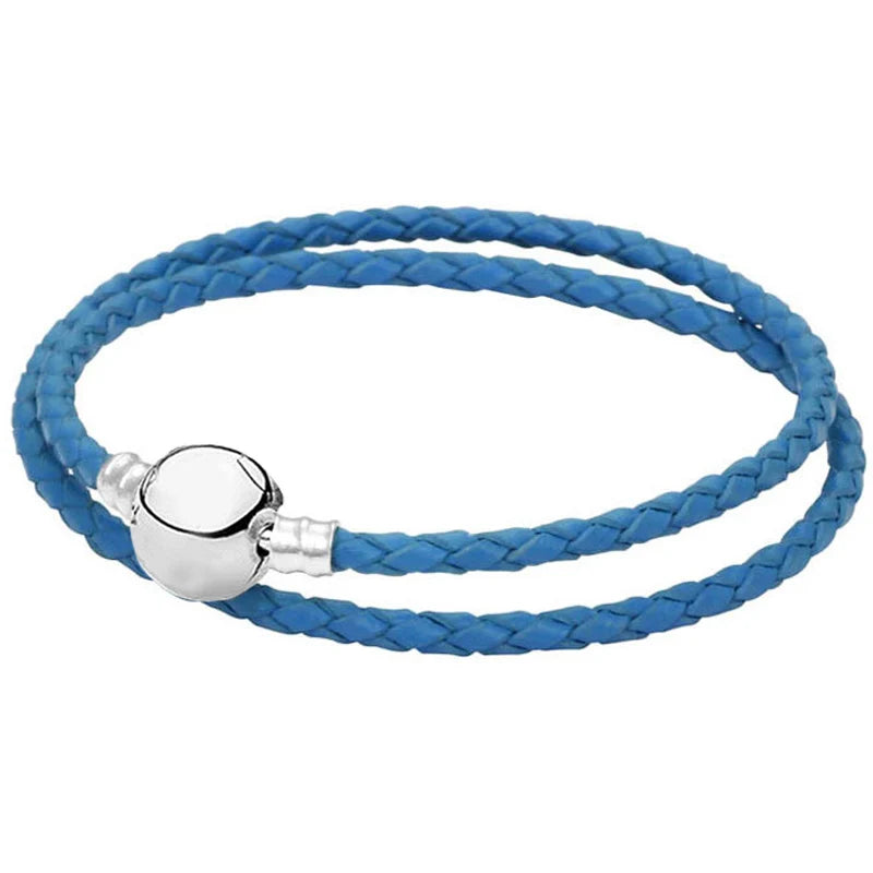 925 Charm Leather Bracelet for Women DIY Jewelry