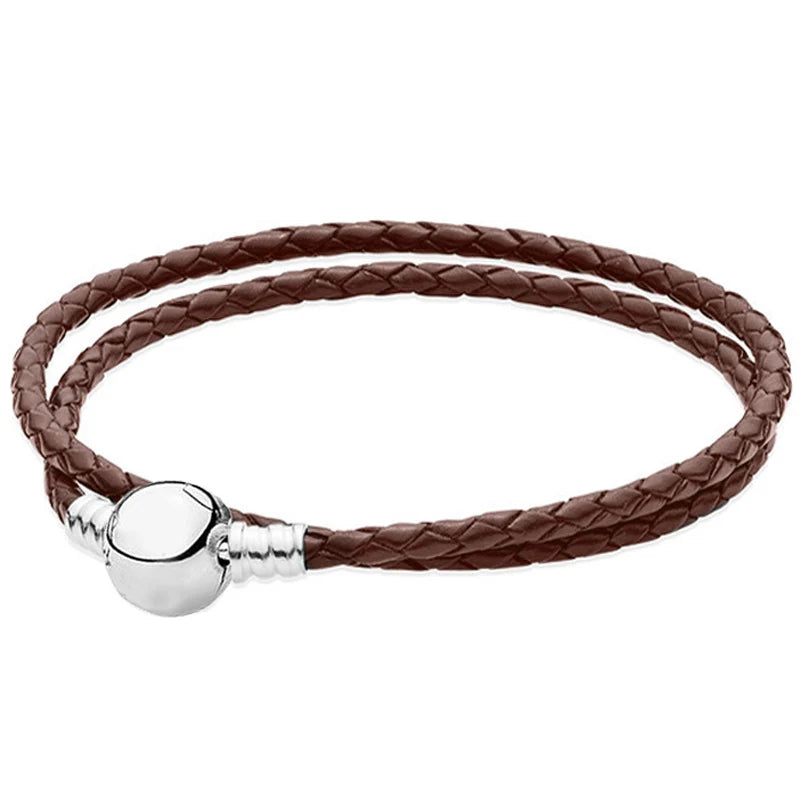 925 Charm Leather Bracelet for Women DIY Jewelry