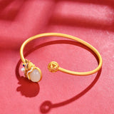 Ethnic Lion Dancing Chalcedony Bracelet Retro Crystal Jewelry