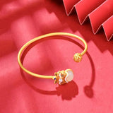Ethnic Lion Dancing Chalcedony Bracelet Retro Engagement Jewel