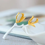 Natural Hetian Jade Tulip Ladies Brooch Romantic Engagement Dress Accessory