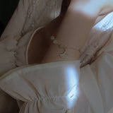 Crystal Silver Apricot Leaf Hetian Jade Charm Bracelet for Women
