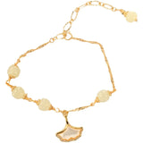 Crystal Silver Apricot Leaf Hetian Jade Charm Bracelet