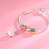 Cat Cartoon Beads for Girls Bracelet DIY, S925 Sterling Silver Jewelry Beads