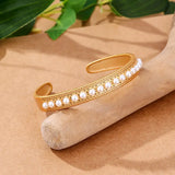 Vintage Inlay Pearl Bracelet for Women - Romantic Bangles