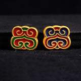 Enamel Porcelain Craft Pendant Chinese Charm Silver Jewelry