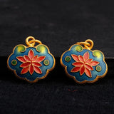 Chinese Enamel Porcelain Craft Pendant Unique Ancient Charm Silver Jewelry