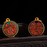 Chinese Enamel Porcelain Craft Pendant Unique Ancient Charm Silver Jewelry