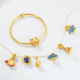 Christmas Clown Exaggerated Beaded Bracelet Silver Jewelry