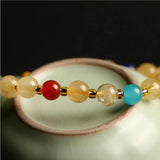 Brazilian Natural Blonde Women's Bracelet Vintage Agate Powder Crystal