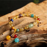 Brazilian Natural Blonde Women's Bracelet Vintage Agate Powder Crystal