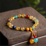 Brazilian Natural Blonde Women's Bracelet Vintage Agate Powder Crystal