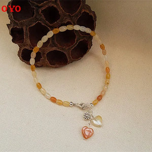 Gobi Jade Silk Jade Heart Bracelet Anklet Ethnic Woman