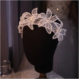 Lace Flower Pearl Beaded Bridal Headband Wedding Hair Accessory