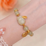 Natural Hotan Jade Rabbit Bracelet for Women Wedding Jewelry