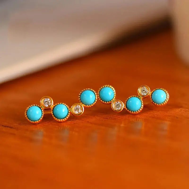 Turquoise Earrings Chinese Ancient Craft Women's Jewelry