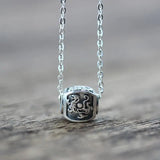 Chinese Four-Sided Beast Silver Pendant Necklace Retro Charm
