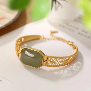 Ancient Craft Hetian Jade Green Butterfly Bracelet - Retro Light Jewelry