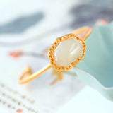 Natural Hetian Jade Bangle for Women, Delicate Charm Silver Jewelry