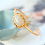 Natural Hetian Jade Bangle for Women, Delicate Charm Silver Jewelry