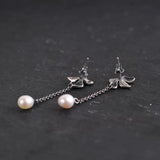 Chinese Cloisonne Enamel Pearl Earrings