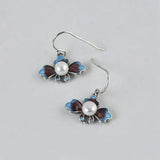 Cloisonne Enamel Porcelain Pearl Earrings Chinese Retro Craft Women's Jewelry