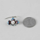 Cloisonne Enamel Porcelain Pearl Earrings Chinese Retro Craft Women's Jewelry
