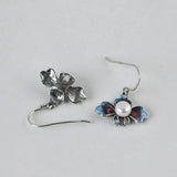 Cloisonne Enamel Porcelain Pearl Earrings Chinese Retro Craft Women's Jewelry