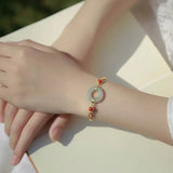 Chinese Palace Jade Bracelet - Elegant Women's Silver Jewelry