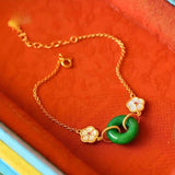 Chinese Palace Jade Bracelet - Elegant Women's Silver Jewelry