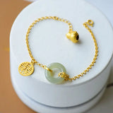 Chinese Palace Jade Bracelet - Elegant Women's Silver Jewelry
