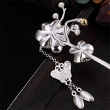 Chinese Retro Peony Flower Hairpin with Butterfly Pendant Charm