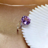 Diamond Amethyst Ladies Ring Adjustable Silver Jewelry