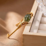 Diamond-Studded Hetian Jade Green Geometric Bracelet