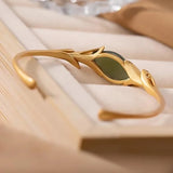 Diamond-Studded Hetian Jade Green Geometric Bracelet