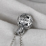 Double Happiness Retro Bead Necklace Chinese Charm Silver Jewelry