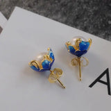 Enamel Porcelain Earrings Chinese Retro Bohemian Craft Charm Women