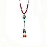 Green 3 Eyes Agate DZI Bead Pendant Necklace