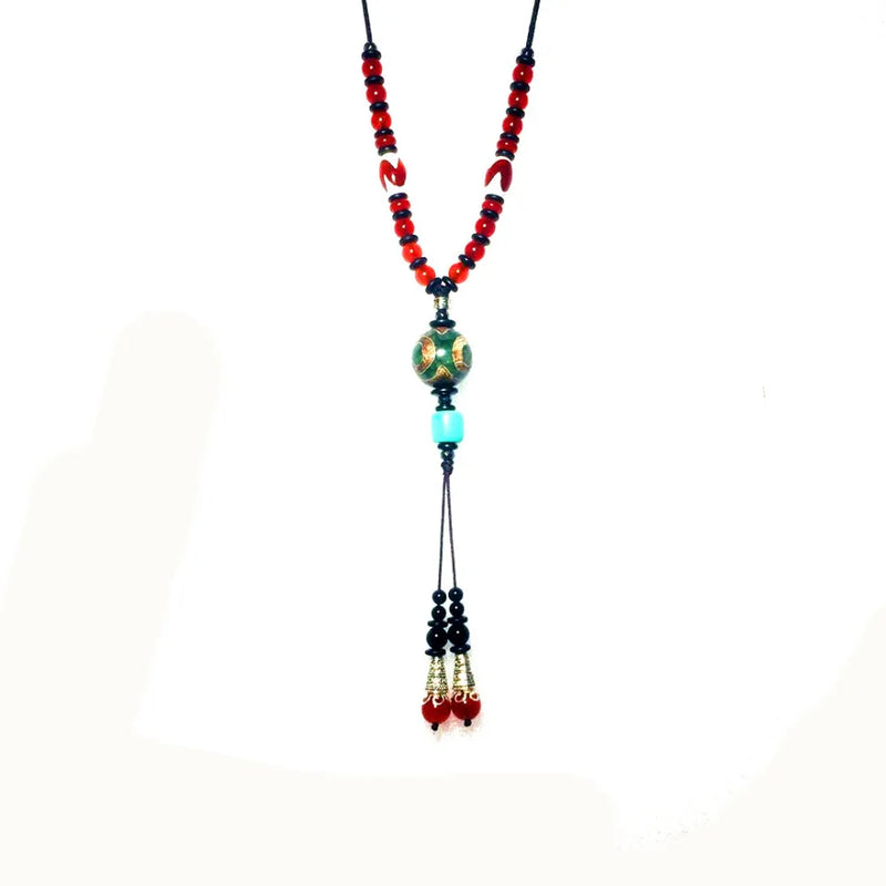 Green 3 Eyes Agate DZI Bead Pendant Necklace