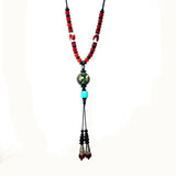 Green 3 Eyes Agate DZI Bead Pendant Necklace