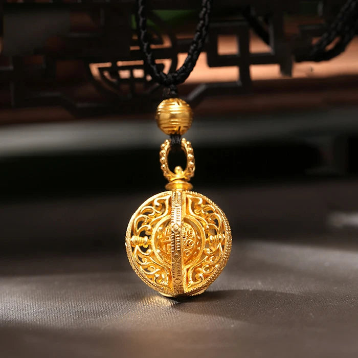 Chinese Retro Hollow Necklace Pendant Unique Silver Jewelry