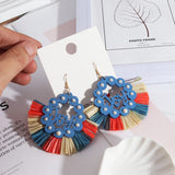 Stylish Circular Lace Earrings inlaid with Pearls, European Wind Wood Design