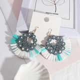 Stylish Circular Lace Earrings inlaid with Pearls, European Wind Wood Design