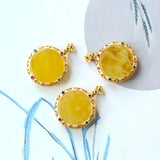 Yellow Chalcedony Hollow Plane Necklace Pendant Ancient Craft Jewelry