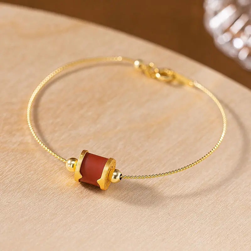 Southern Red Tourmaline Cylinder Adjustable Bracelet Jewelry