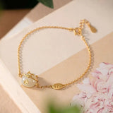 Hetian Jade Lucky Cat Bracelet - Chinese Retro Charm Jewelry