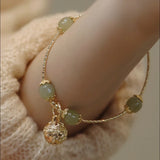 Natural Hetian Jade Bell Bracelet for Women