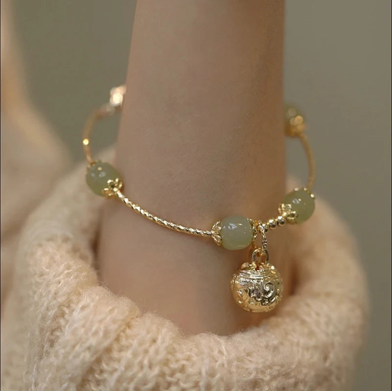 Hetian Jade Bell Bracelet Women, Elegant Jade Jewelry