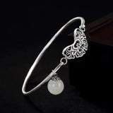 Natural Hetian Jade Butterfly Carving Bracelet Retro Charm Women's Jewelry