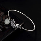 Natural Hetian Jade Butterfly Carving Bracelet Retro Charm Women's Jewelry
